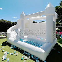 Château gonflable 4-en-1 blanc pour mariage avec toboggan et piscine à balles, pour intérieur et extérieur