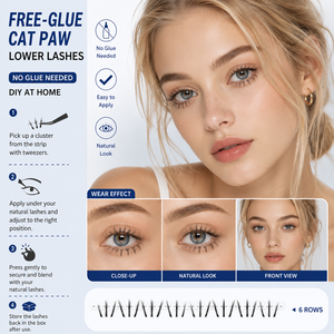 En gros, <span class=keywords><strong>Cils</strong></span> inférieurs auto-adhésifs sans colle, en grappes, effet naturel, style Manga Doll Eye, DIY, 6 rangées - Product Image 2