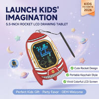Tablette de dessin pour enfants en forme de fusée, couleurs vives, à forte marge de profit, en LCD et ABS, alimentée par piles, pour importateurs de cadeaux