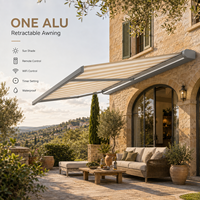 Auvent de véranda, auvent de café, auvent d'extérieur, auvent motorisé rétractable, éclairage LED, pare-soleil, capteur vent et pluie