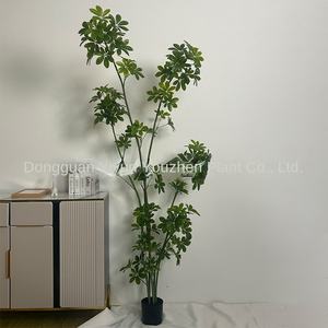 Planta verde en maceta de madera de pie de pato artificial al por mayor para decoración de interiores para paisajismo y diseño de madera borracha caballo - Product Image 2