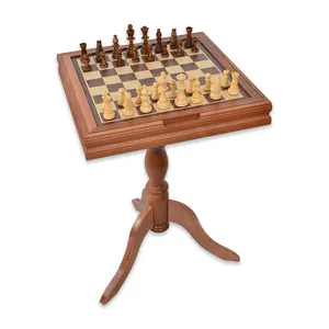 3 in 1 Chess Board Table Game Board Rustic Living Room Decor end Table Small Side Table