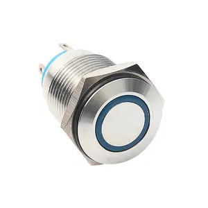 4 Pins Momentary Flat Round Self-return Pushbutton Waterproof IP65 Dustproof Metal Push Button Switch 16mm