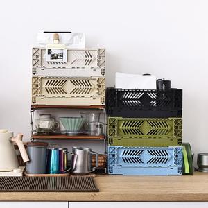Panier de rangement pliable gris, vert, crème, jaune, violet, noir, bleu, petit, style industriel, pour l'organisation de la maison, du bureau et du bureau à domicile - Product Image 1