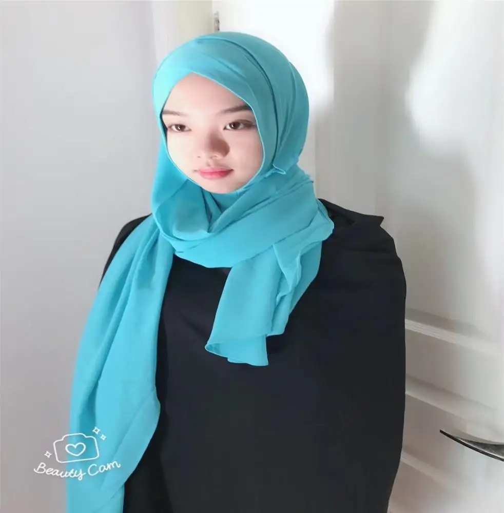2020 chiffon instant shawl hijab connect with crossover ninja malaysia muslim long scarf HW249