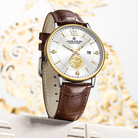 Montre à quartz LOUIE JUELEN Fashion Coin Business |   Logo personnalisé disponible |   Pointeur lumineux, bracelet en cuir véritable étanche à 30 m