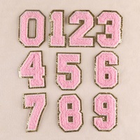 Accessoires vestimentaires 8 cm, broderie chenille dorée scintillante, broderie thermocollante, chiffres arabes 0-9, patchs