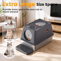 Bac à litière pour chat en acier inoxydable entièrement fermé, contrôle des odeurs, nettoyage facile, design anti-éclaboussures, toilette pour animaux de compagnie d'intérieur