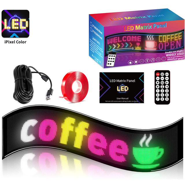 USB RGB LED Matrix Panel Hard/Flexible Car Outdoor Screen Icon LED Car Sign Board Display & Weatherproof
