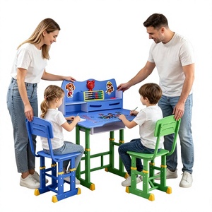 Bureau d'écriture pour <span class=keywords><strong>enfants</strong></span> à motif de dessin animé, bureau à domicile pour les élèves du primaire, ensemble de table et de chaise d'étude, vente chaude - Product Image 1