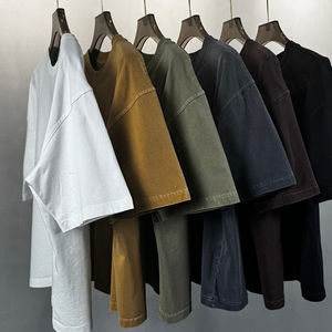 Manufacturer Streetwear Plain T Shirt Boxy Fit Blank 100% Cotton Heavyweight Crewneck <b>Men</b> Oversized <b>Cropped</b> <b>Top</b> Tees <b>Men</b> T Shirt - Product Image 1