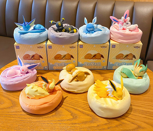 Anime japonais, 9 pièces/boîte, série Pokemoned Sleeping Eevee, boîte <span class=keywords><strong>mystère</strong></span>, figurines d'action en PVC, jouets miniatures décoratifs - Product Image 1