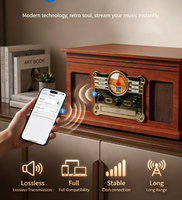 Tourne-disque en bois esthétique vintage professionnel tout-en-un, hub musical HiFi sans fil, tourne-disque, lecteur CD, cassette, radio, USB, SD, RCA