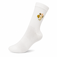 Chaussettes de sport personnalisées à faible MOQ, blanches, brodées motif océan, coquillages, en coton et élasthanne, pour la course à pied