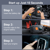 Démarreur de voiture portable 12V avec pompe à air pour pneus, lumière d'urgence et batterie externe