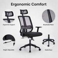 Fauteuil de bureau ergonomique inclinable avec accoudoirs, dossier en maille et hauteur réglable – Vente en gros
