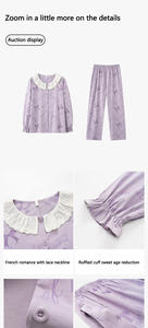 Printemps Nouveau Pyjamas Femmes Coton Manches Longues Femmes Drawframe Coton Home Wear Set - Product Image 4