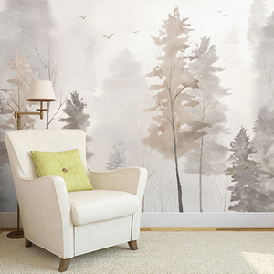 Nordische moderne Wald tapete Wohnzimmer Schlafzimmer Hintergrund benutzer definierte Wandbild - Product Image 2
