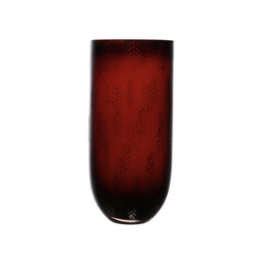 Jarrón de Vidrio Cilíndrico Alto de Lujo para Bodas, Color Rojo Borgoña Intenso con Textura de Hojas, Centro de Mesa Moderno para Decoración Romántica de Hoteles - Product Image 3