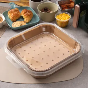 Cuadrado redondo resistente al calor 100 alimentos no pegajosos freidora de aire desechable <span class=keywords><strong>papel</strong></span> de horneado de freidora de aire - Product Image 1