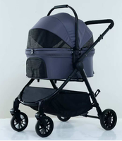 Poussette de luxe pour animaux de compagnie, imperméable, réglable, 4 roues, pour extérieur, avec éclairage de sécurité, pliable, extensible, en Oxford, pour chiens et chats, petite taille, 20 kg