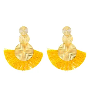 Fashionable Retro Tempered Tassel Earrings New Style Colorful Jewelry for Women Children Mainly Copper Material