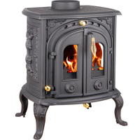 Estufa Moderna de Hierro Fundido para Leña, Bioetanol/Gas, Chimenea Interior/Exterior, Horno Independiente, Control Remoto, Ecológica y Segura