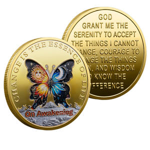 Moneta Commemorativa PANBO YBQX-0113 'Svezzamento della Farfalla' Bicolore in Ferro Pressofuso Placcato, Collezione Filosofia della Vita per Casa - Product Image 1