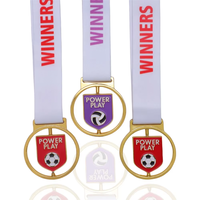 Médaille de sport personnalisée, ajourée et rotative, frappée à l'emporte-pièce, en alliage de zinc plaqué or avec émail souple