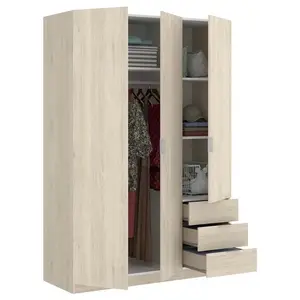 Simple Stylish Home Furniture Hotel Furniture Bedroom Set Wooden 3 Doors Wardrobe