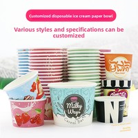 Gobelets et bols en papier personnalisés pour café, thé, crème glacée et yaourt, design mignon de cône de neige, qualité alimentaire, tailles 4oz-16oz, origine Hubei