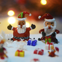 Décorations de Noël en verre avec Père Noël et bonhomme de neige, micro-paysage, scène de neige, accessoires pour bureau et voiture