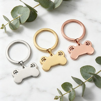Porte-clés personnalisé avec logo, motif patte de chien ou os, breloques en métal vierges pour animaux de compagnie, médailles d'identification pour chien avec gravure laser