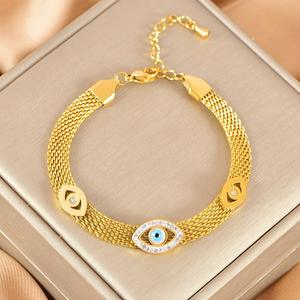 CAIOOCHE Bracelets Rétro Œil du Diable en Acier Inoxydable et Zircon, Bracelets Tennis Vintage Plaqué Or Tendance pour la Fabrication de Bijoux - Product Image 3