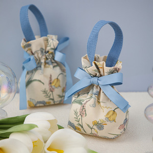 Nouveau sac de bonbons de mariage de fleur peint à la main créatif peut être sac en tissu d'emballage cadeau de vacances Portable - Product Image 2