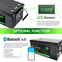 Batteries solaires rechargeables LiFePO4 12,8 V 200 Ah, protection IP65, type divisé avec affichage Bluetooth/LCD