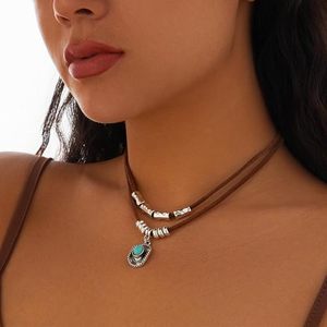 Fashion <strong>Turquoise</strong> Necklace Bohemian Western Style Party Western Cowboy Style Clothing Matching Necklaces Trending <strong>Jewelry</strong> - Product Image 2