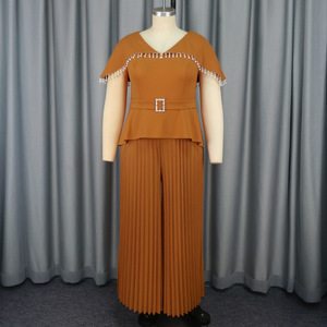 Cape Sleeve High Waist Jumpsuit Women's Party Pleated Skirt <b>Pants</b> Fashion - Product Image 3