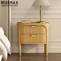WISEMAX FURNITURE Table de chevet en bois massif de style américain moderne avec 2 tiroirs pour hôtel, villa, appartement