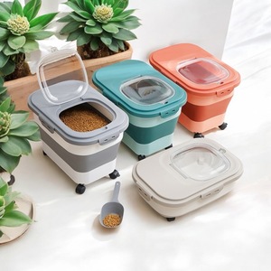 Contenedores de despensa de plástico grandes para mascotas de calidad garantizada, fácil de usar, contenedor de almacenamiento de alimentos plegable para perros, sólido moderno a prueba de fugas - Product Image 3
