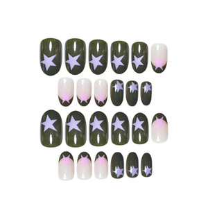 Esmalte de <span class=keywords><strong>uñas</strong></span> francés de gama alta simple Sweet Pink Star <span class=keywords><strong>diseño</strong></span> ovalado corto 24 piezas desmontable usable <span class=keywords><strong>para</strong></span> dedos - Product Image 2
