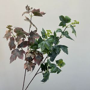 Hoja de Arce Artificial Meng Jie, Tallo Único, Planta Decorativa de Seda Verde para Otoño con Efecto Escarchado, para Uso en Interiores y Exteriores - Product Image 1