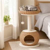 Arbre à chat d'intérieur, tour pour chat, lit champignon en peluche, griffoir, maisonnette pour chat, jouet, matériau sisal, 2+ niveaux, design mignon, luxueux et moderne, en carton