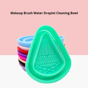 Bol de nettoyage pliable en silicone en forme de goutte d'eau pour pinceaux de maquillage, tampon de lavage, outil de nettoyage cosmétique en forme de larme pour éponges et pinceaux - Product Image 1