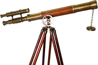 Télescope à trépied à double baril en laiton vintage nautique avec support en bois Astro télescope avec trépied en bois naturel