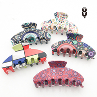 Jingcanyuan — pinces à cheveux en acétate, pour cheveux épais, requin, grande pince, impression UV, accessoires pour femmes
