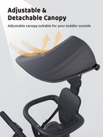 Tricycle 3-en-1 en plastique pour tout-petits BAB WAY avec auvent réglable et poignée de poussée pour les enfants de 1 à 3 ans, cadeau d'anniversaire DDP