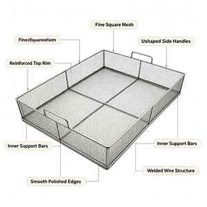 304 Edelstahl-Gitterfach, Langlebiges Flexibles Rechteckiges Aufbewahrungsfach mit Seitengriffen für Badezimmer- und Küchenschrank-Organisation - Product Image 2