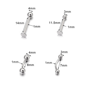 Bijoux de piercing en acier inoxydable pour le nez, les lèvres, les sourcils, bijoux de corps unisexes tendance, 14G 8mm 10mm 12mm - Product Image 3
