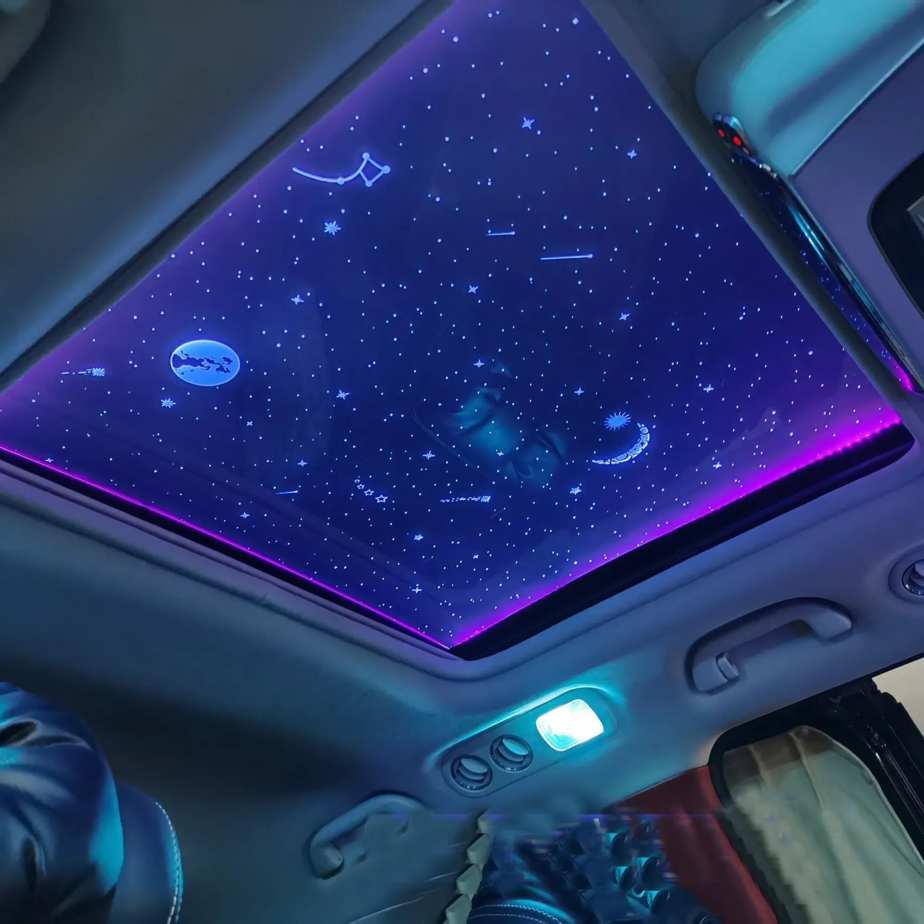 Araba iç çatı yıldız ışığı otomatik iç glow starlight lamba Sunroof işık verici atmosfer aydınlatma lambaları